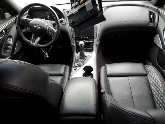 2018 Infiniti Q50 Red Sport 400 with VIN JN1FV7AR1JM700091, listed as a Copart auction lot 49920735 with 59,254 mi miles and Salvage Title. Bid and sale history available at DreamBid. Image 8.
