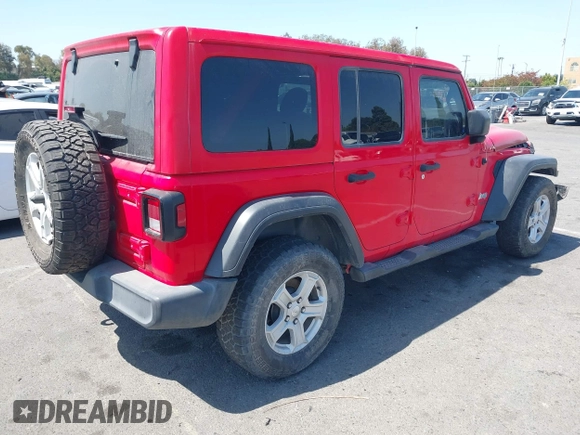 2020 Jeep Wrangler Unlimited Sport S with VIN 1C4HJXDN2LW279810, listed as a IAAI auction lot 42316998 with 106,667 mi miles and . Bid and sale history available at DreamBid. Image 4.
