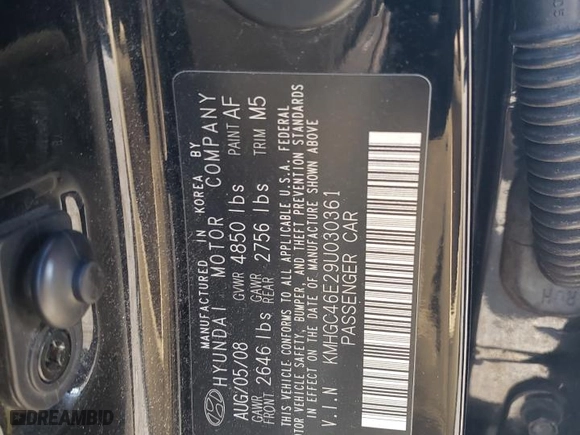 2009 Hyundai Genesis with VIN KMHGC46E29U030361, listed as a Copart auction lot 51669725 with 276,498 mi miles and Salvage Title. Bid and sale history available at carsss.com. Image 12.