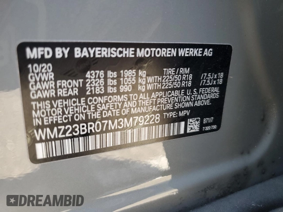2021 MINI Countryman Oxford Edition with VIN WMZ23BR07M3M79228, listed as a Copart auction lot 72582534 with 38,678 mi miles and Salvage Title. Bid and sale history available at carsss.com. Image 13.