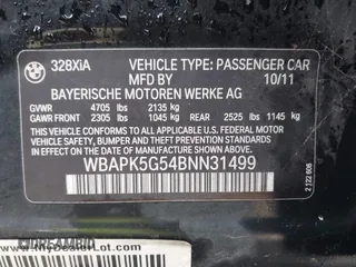 2011 BMW 3 Series 328i xDrive with VIN WBAPK5G54BNN31499, listed as a IAAI auction lot 42577408 with 154,794 mi miles and . Bid and sale history available at DreamBid. Image 9.