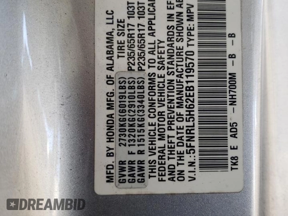 2014 Honda Odyssey EX-L with VIN 5FNRL5H62EB119570, listed as a Copart auction lot 53001525 with 197,509 mi miles and Clean Title. Bid and sale history available at DreamBid. Image 13.