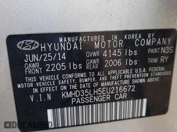 2014 Hyundai Elantra GT with VIN KMHD35LH5EU216672, listed as a Copart auction lot 68671644 with 114,625 mi miles and Salvage Title. Bid and sale history available at carsss.com. Image 14.