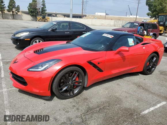 2015 Chevrolet Corvette Z51 3LT with VIN 1G1YL2D73F5121378, listed as a Copart auction lot 48764725 with 54,208 mi miles and Salvage Title. Bid and sale history available at carsss.com. Image 1.