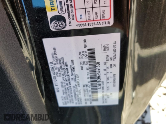 2014 Ford Mustang V6 with VIN 1ZVBP8EM6E5261560, listed as a Copart auction lot 50391185 with 60,700 mi miles and Salvage Title. Bid and sale history available at carsss.com. Image 12.