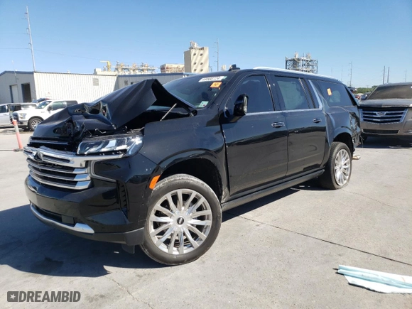 2021 Chevrolet Suburban High Country with VIN 1GNSKGKL3MR208644, listed as a Copart auction lot 49566724 with 0 mi miles and Salvage Title. Bid and sale history available at carsss.com. Image 1.