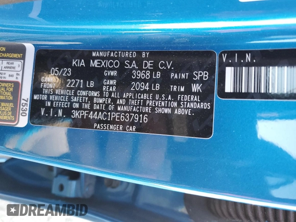 2023 Kia Forte GT with VIN 3KPF44AC1PE637916, listed as a Copart auction lot 48025595 with 30,213 mi miles and Salvage Title. Bid and sale history available at carsss.com. Image 15.