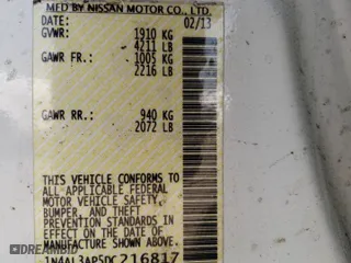 2013 Nissan Altima 2.5 S with VIN 1N4AL3AP5DC216817, listed as a Copart auction lot 65910804 with 183,374 mi miles and Salvage Title. Bid and sale history available at carsss.com. Image 12.