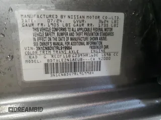2024 Nissan Versa S with VIN 3N1CN8DV7RL919984, listed as a Copart auction lot 54871485 with 17,709 mi miles and Clean Title. Bid and sale history available at DreamBid. Image 12.