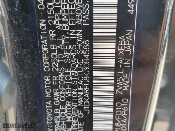 2019 Toyota Prius L Eco with VIN JTDKARFU8K3084588, listed as a Copart auction lot 62993674 with 173,721 mi miles and Salvage Title. Bid and sale history available at carsss.com. Image 14.
