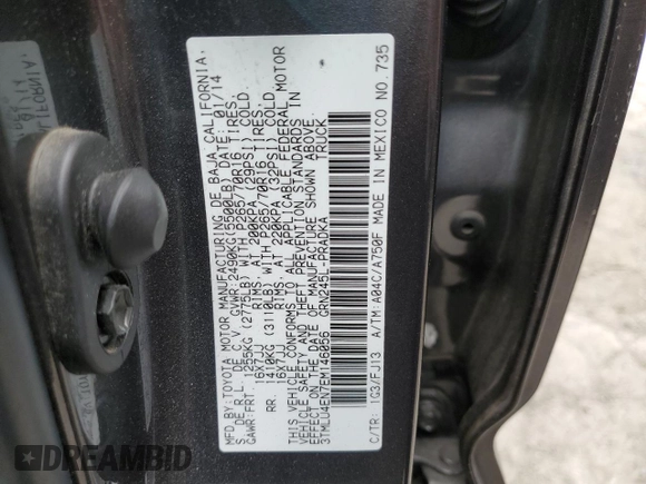2014 Toyota Tacoma with VIN 3TMLU4EN7EM146056, listed as a Copart auction lot 54554255 with 116,035 mi miles and Salvage Title. Bid and sale history available at DreamBid. Image 12.