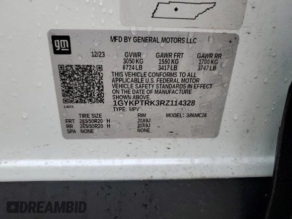 2024 Cadillac LYRIQ Sport z VIN 1GYKPTRK3RZ114328, wystawiony jako Copart lot #44822765 z przebiegiem 14 338 mil mil oraz Tytuł czysty. Historia ofert i sprzedaży dostępna na DreamBid. Obrazek 13.