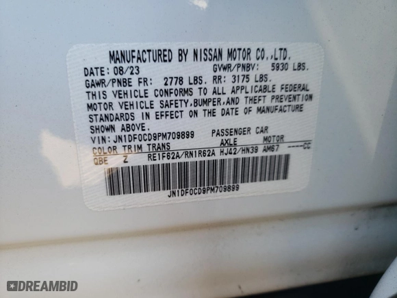 2023 Nissan ARIYA PLATINUM+ with VIN JN1DF0CD9PM709899, listed as a Copart auction lot 87288824 with 12,375 mi miles and Salvage Title. Bid and sale history available at carsss.com. Image 14.