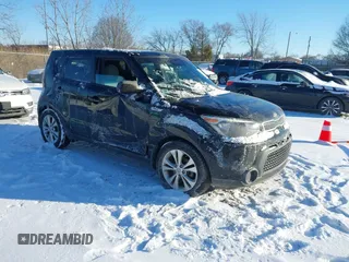 2015 Kia Soul + with VIN KNDJP3A57F7187233, listed as a IAAI auction lot 41576363 with 96,017 mi miles. Bid and sale history available at carsss.com. Image 1.