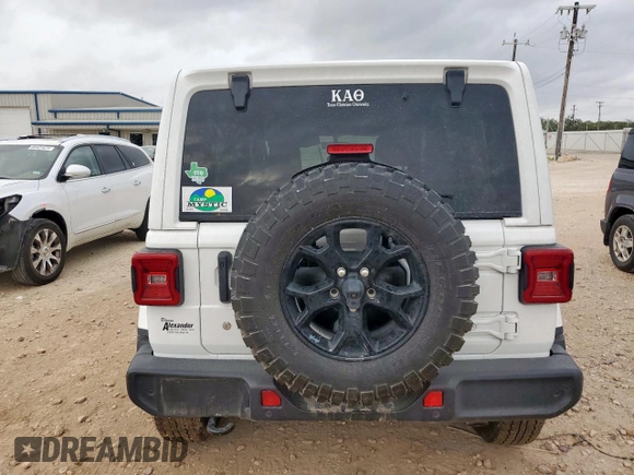 2018 Jeep Wrangler Unlimited Sahara with VIN 1C4HJXEG6JW294419, listed as a Copart auction lot 64219385 with Not provided miles and Salvage title. Bid and sale history available at DreamBid. Image 6.
