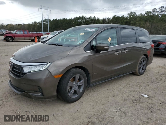 2021 Honda Odyssey EX with VIN 5FNRL6H54MB026366, listed as a Copart auction lot 49229375 with 81,248 mi miles and Salvage Title. Bid and sale history available at DreamBid. Image 1.