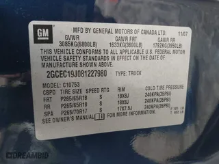 2008 Chevrolet Silverado 1500 LT w/1LT with VIN 2GCEC19J081227980, listed as a IAAI auction lot 41432542 with 199,275 mi miles. Bid and sale history available at carsss.com. Image 9.