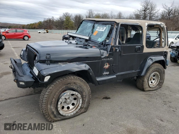 2002 Jeep Wrangler Sahara with VIN 1J4FA59S02P740550, listed as a Copart auction lot 47607795 with 182,187 mi miles and Salvage Title. Bid and sale history available at carsss.com. Image 1.