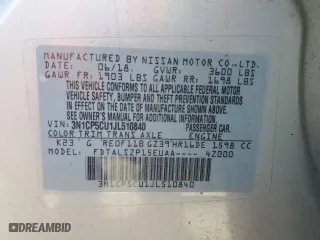2018 Nissan Kicks SR with VIN 3N1CP5CU1JL510840, listed as a Copart auction lot 45712825 with 92,265 mi miles and Salvage Title. Bid and sale history available at carsss.com. Image 12.
