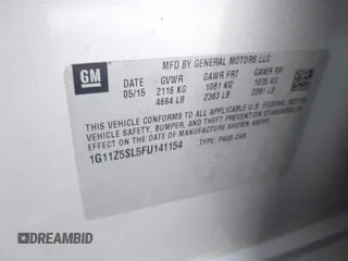 2015 Chevrolet Impala LS with VIN 1G11Z5SL5FU141154, listed as a IAAI auction lot 41979392 with 115,524 mi miles and . Bid and sale history available at DreamBid. Image 9.
