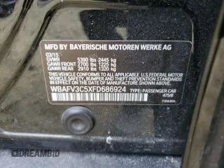 2015 BMW 5 Series 535d xDrive with VIN WBAFV3C5XFD686924, listed as a Copart auction lot 50305025 with Not provided miles and Salvage title. Bid and sale history available at DreamBid. Image 14.