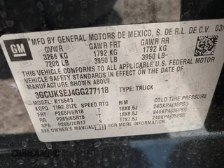 2016 Chevrolet Silverado 1500 LTZ with VIN 3GCUKSEJ4GG277118, listed as a IAAI auction lot 41624065 with 113,780 mi miles. Bid and sale history available at carsss.com. Image 9.