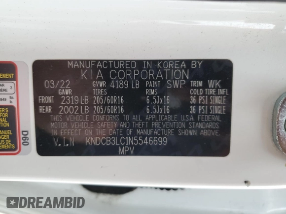 2022 Kia Niro LX with VIN KNDCB3LC1N5546699, listed as a Copart auction lot 84321764 with 76,108 mi miles and Salvage Title. Bid and sale history available at carsss.com. Image 14.