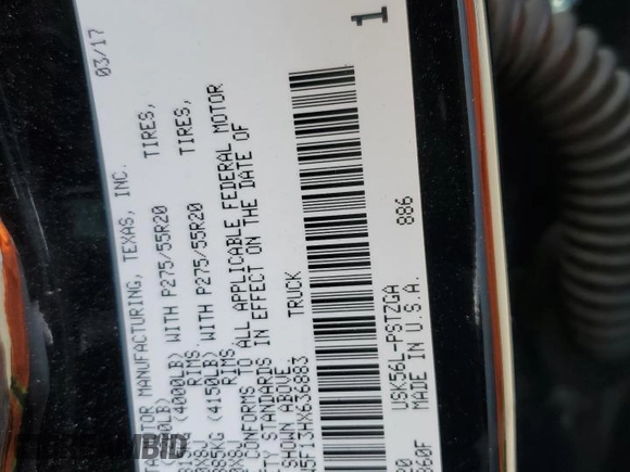 2017 Toyota Tundra Platinum z VIN 5TFAW5F13HX636883, wystawiony jako Copart lot #54941515 z przebiegiem 138 533 mil mil oraz Szkoda całkowita • Salvage title. Historia ofert i sprzedaży dostępna na DreamBid. Obrazek 12.