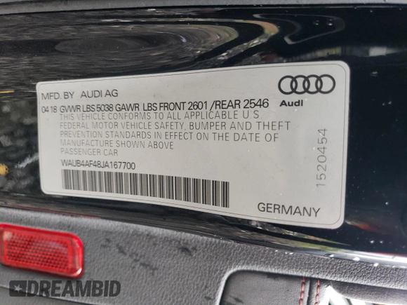 2018 Audi S4 Premium Plus with VIN WAUB4AF48JA167700, listed as a Copart auction lot 51366634 with 77,191 mi miles and Salvage Title. Bid and sale history available at carsss.com. Image 13.