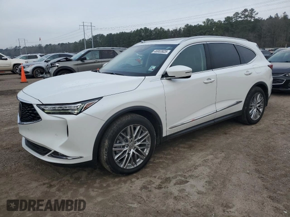 2022 Acura MDX w/Advance Package with VIN 5J8YE1H82NL051558, listed as a Copart auction lot 46953925 with 49,235 mi miles and Salvage Title. Bid and sale history available at carsss.com. Image 1.