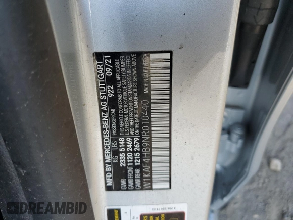 2022 Mercedes-Benz C 300 with VIN W1KAF4HB9NR010440, listed as a Copart auction lot 73680684 with Not Provided miles and Non Repairable. Bid and sale history available at DreamBid. Image 13.