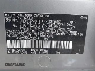 2006 Toyota RAV4 с VIN JTMZD33V866020099, выставлен на аукционе IAAI как лот 42528510 с пробегом 145 239 миль миль и . История ставок и продаж доступна на DreamBid. Изображение 9.
