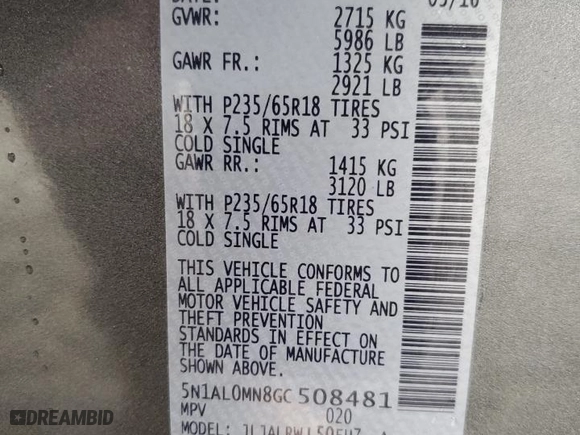 2016 Infiniti QX60 with VIN 5N1AL0MN8GC508481, listed as a Copart auction lot 50229915 with 93,666 mi miles and Salvage Title. Bid and sale history available at carsss.com. Image 13.