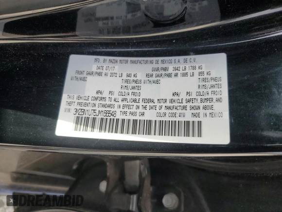 2018 Mazda 3 Sport with VIN 3MZBN1U75JM166548, listed as a Copart auction lot 50704795 with 130,342 mi miles and Salvage Title. Bid and sale history available at DreamBid. Image 14.