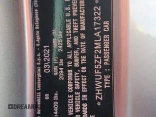2021 Lamborghini Huracan z VIN ZHWUF5ZF2MLA17322, wystawiony jako Copart lot #74884884 z przebiegiem 11 078 mil mil oraz Nie do naprawy. Historia ofert i sprzedaży dostępna na DreamBid. Obrazek 13.