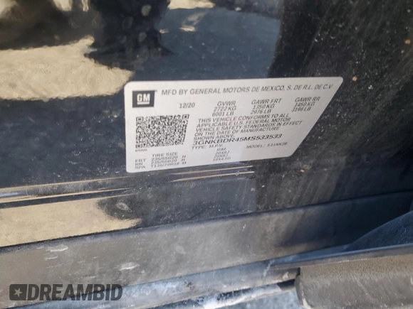 2021 Chevrolet Blazer LT with VIN 3GNKBDR45MS533533, listed as a Copart auction lot 46600745 with 131,778 mi miles and Salvage title. Bid and sale history available at DreamBid. Image 15.