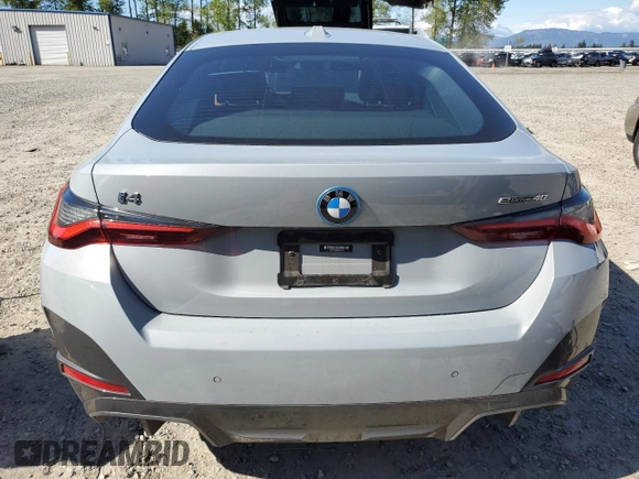 2023 BMW i4 eDrive40 with VIN WBY73AW09PFN90742, listed as a Copart auction lot 53610804 with 17,647 mi miles. Bid and sale history available at carsss.com. Image 6.