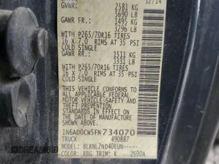 2015 Nissan Frontier SV z VIN 1N6AD0CW5FN734070, wystawiony jako Copart lot #89201045 z przebiegiem Nie podano mil oraz Szkoda całkowita • Salvage title. Historia ofert i sprzedaży dostępna na DreamBid. Obrazek 15.