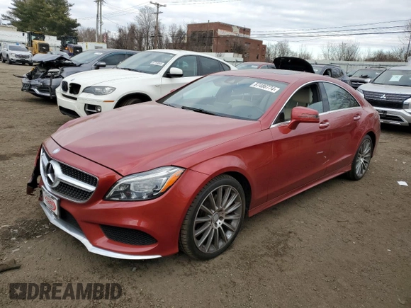 2015 Mercedes-Benz CLS 400 with VIN WDDLJ6HB4FA153587, listed as a Copart auction lot 87486774 with 76,854 mi miles and Salvage title. Bid and sale history available at DreamBid. Image 1.