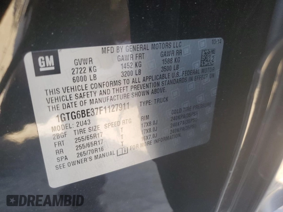 2015 GMC Canyon 4WD SLE with VIN 1GTG6BE37F1127911, listed as a Copart auction lot 68995134 with 117,375 mi miles and Salvage Title. Bid and sale history available at carsss.com. Image 12.