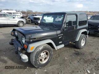 2002 Jeep Wrangler Sport with VIN 1J4FA49S32P758082, listed as a Copart auction lot 80692073 with 148,784 mi miles and Salvage Title. Bid and sale history available at carsss.com. Image 1.