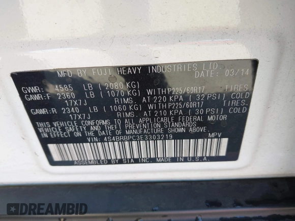 2014 Subaru Outback Limited с VIN 4S4BRBPC3E3303219, выставлен на аукционе IAAI как лот 42345476 с пробегом 97 876 миль миль и . История ставок и продаж доступна на DreamBid. Изображение 9.