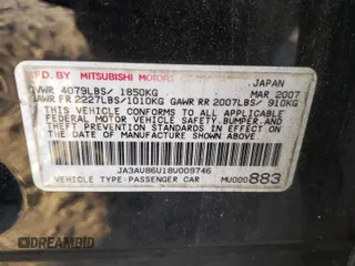 2008 Mitsubishi Lancer GTS with VIN JA3AU86U18U009746, listed as a Copart auction lot 70670324 with 202,948 mi miles and Salvage Title. Bid and sale history available at carsss.com. Image 13.