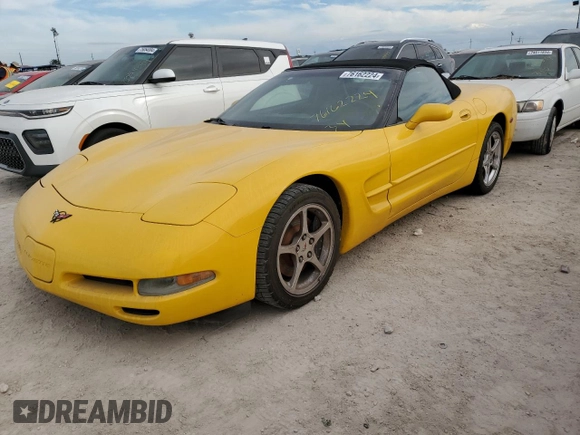 2002 Chevrolet Corvette with VIN 1G1YY32G925134639, listed as a Copart auction lot 76162224 with 0 mi miles and Salvage Title. Bid and sale history available at carsss.com. Image 1.