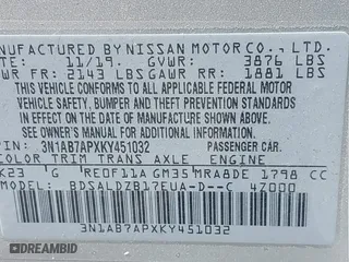 2019 Nissan Sentra SR with VIN 3N1AB7APXKY451032, listed as a IAAI auction lot 39229170 with 113,948 mi miles. Bid and sale history available at carsss.com. Image 9.