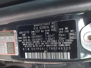 2022 Kia Sorento LX with VIN 5XYRG4LC7NG146123, listed as a IAAI auction lot 41602861 with 22,322 mi miles. Bid and sale history available at carsss.com. Image 9.