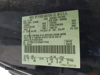 1999 Ford F-150 with VIN 1FTZX1721XNB17745, listed as a IAAI auction lot 41993672 with Not Provided miles and . Bid and sale history available at DreamBid. Image 9.