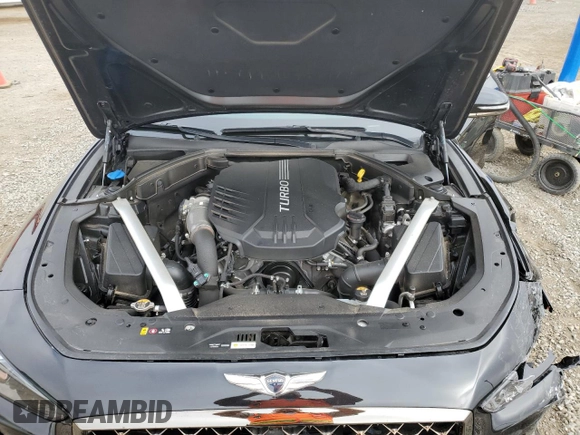2020 Genesis G70 3.3T with VIN KMTG34LE5LU049746, listed as a Copart auction lot 59583214 with 35,704 mi miles and Salvage Title. Bid and sale history available at carsss.com. Image 11.