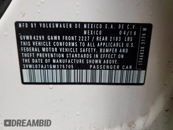 2016 Volkswagen Jetta SEL z VIN 3VWL07AJ1GM375705, wystawiony jako Copart lot #52502345 z przebiegiem 106 185 mil mil oraz Szkoda całkowita • Salvage title. Historia ofert i sprzedaży dostępna na DreamBid. Obrazek 14.