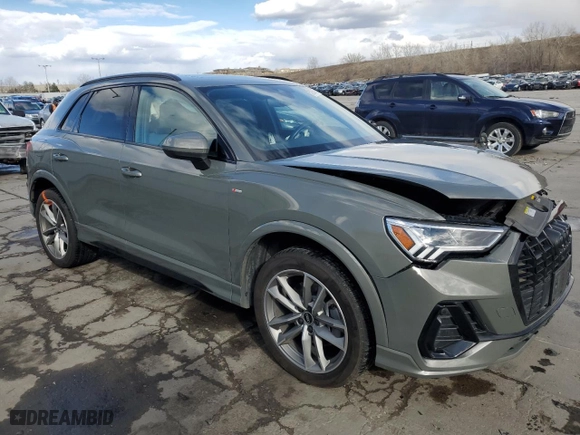 2022 Audi Q3 S line Premium Plus with VIN WA1EECF3XN1045971, listed as a Copart auction lot 50026375 with 28,412 mi miles and Salvage Title. Bid and sale history available at carsss.com. Image 4.